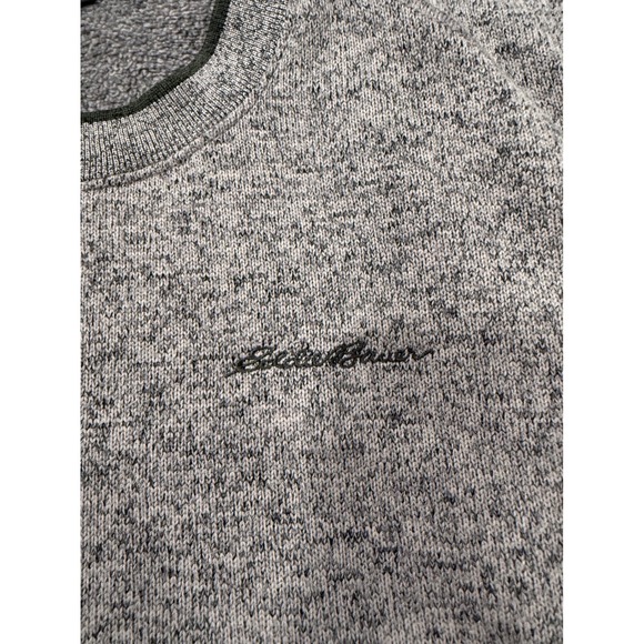 Eddie Bauer Mens Large Gray Sherpa Lined Sweater Fleece Crewneck Olive Stripe - Picture 2 of 11